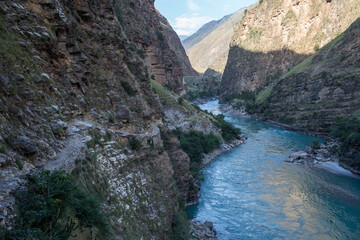 Karnali River in Nepal. Free flowing wind and scenic River in Nepal.