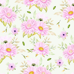 Fototapeta na wymiar beautiful watercolor Chrysanthemum seamless pattern