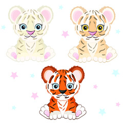 Cartoon baby tigers collection set