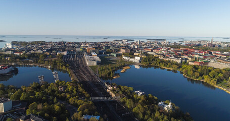 downtown Helsinki cityscape sunrise 01
