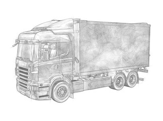 Sketch Illustration of a Truck. - 440035594