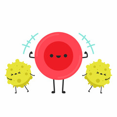 Red blood cell character design. Red blood cell vector. Virus character design.