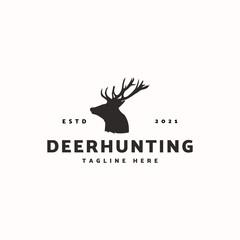 Deer hunting hipster vintage logo vector illustration