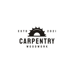 Fototapeta na wymiar Carpentry wood work hipster vintage logo vector illustration