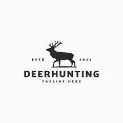 Deurstickers Deer hunting hipster vintage logo vector illustration © Martin