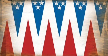 Composition of distressed american flag stars and stripes triangle pattern