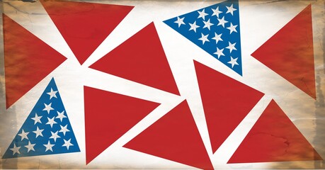 Composition of distressed american flag stars and stripes triangles pattern