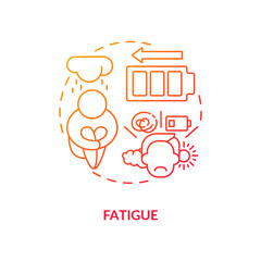 Fatigue concept icon. Feeling of tiredness. Human body problems after disease treatment. Diabetes issues abstract idea thin line illustration. Vector isolated outline color drawing