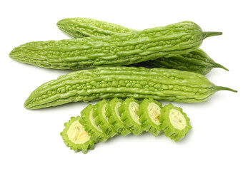 Bitter melon , Bitter gourd on white background
