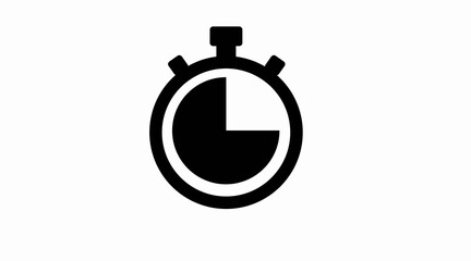 Vector Isolated Illustration of a Clock. Black and White Time Icon, Chronometer Icon
