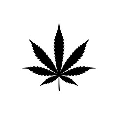 Cannabis leaf silhouette vector icon. Marijuana legalize Medicine cannabis sign. Indica sativa logo isolated on white