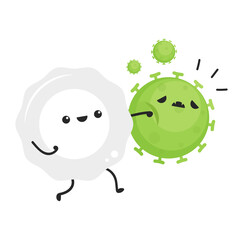 White blood cell and bacteria character design.  White blood cell on white background.