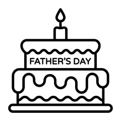 father birthday celebration cake Concept , 2 story pastry cake with candle Vector Icon Design, Happy Fathers Day Symbol, Dads Gift Elements Sign, Parents Day Stock illustration