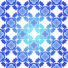 Gardinen Geometric vector pattern with azure and blue gradient. simple ornament for wallpapers and backgrounds. © t2k4