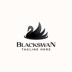 Black Swan Logo Template In Isolated White Background Vector Illustration