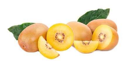 Yellow Flesh Kiwi Fruit Isolated on white background