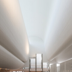 Interior of Bagsvaerd Church in Copenhagen, Denmark