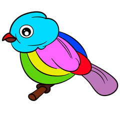 colorful parrot vector on branch with white background
