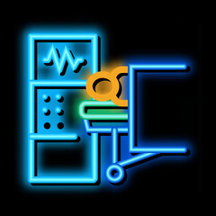 patient and surgeon medical equipment neon light sign vector. Glowing bright icon patient and surgeon medical equipment sign. transparent symbol illustration