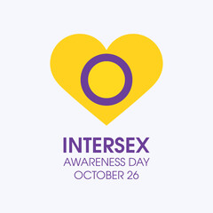 Intersex Awareness Day vector. Intersex flag in heart shape icon vector. Intersex Awareness Day Poster, October 26. Important day