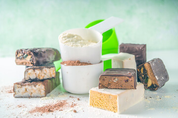 Protein powder, cocktail and bars