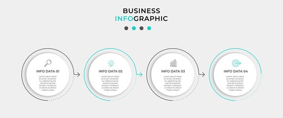 Business Infographic design template Vector with icons and 4 options or steps. Can be used for process diagram, presentations, workflow layout, banner, flow chart, info graph