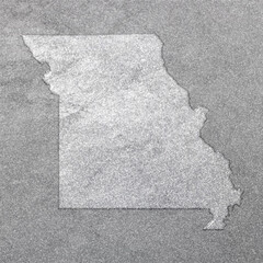 Map of Missouri, silver background