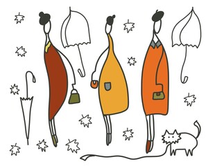 illustration of a person with umbrellas 