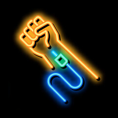 intravenous injection neon light sign vector. Glowing bright icon intravenous injection sign. transparent symbol illustration