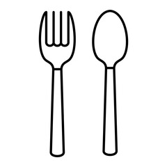 Vector Fork Spoon Outline Icon Design