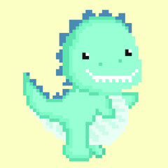 Cute dinosaur pixel art. Dino 8 bit. Dinosaur Pixelate. vector illustration