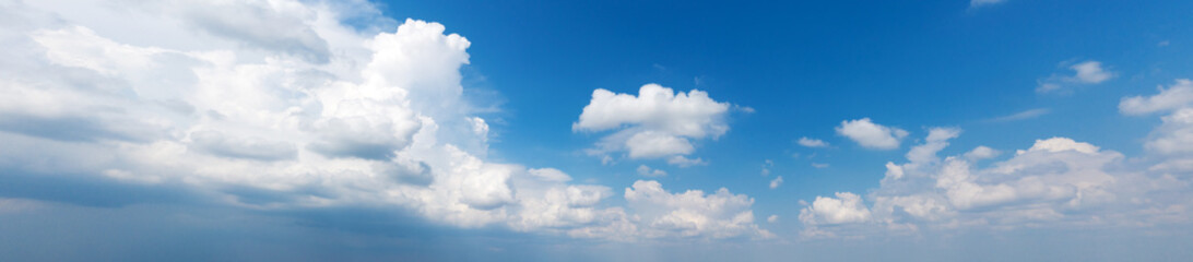 Panorama Blue sky and white clouds. Bfluffy cloud in the blue sky background