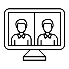 Vector Online Conference Outline Icon Design