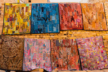 Rajasthani Embroidered Tapestry on one of the walls of Jaisalmer Fort