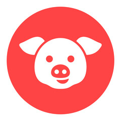 Pig vector white glyph icon. Animal head vector