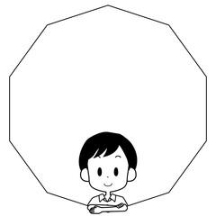 Illustration of smiling boy and frame