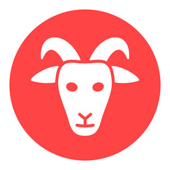 Goat vector white glyph icon. Animal head sign