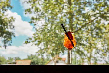 Glass of refreshing cocktail in the summer