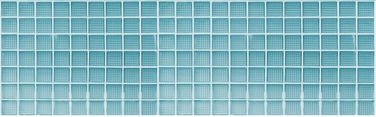 Panorama of Blue translucent glass block wall pattern and background seamless