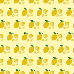 Vector pattern with lemons. Suitable for gift wrapping, phone background, desktop background, fabric, bedding, etc.