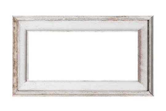 White wooden picture frame  isolated on a white background