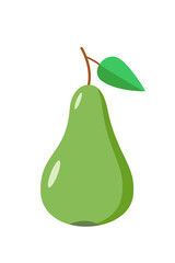 Green pear isolated on white background. Vector illustration one pear.