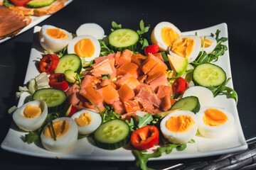 salad with salmon and avocado