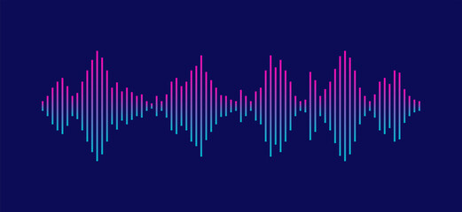 Sound wave equalizer isolated on dark background. Voice and music audio concept. Modern design. Vector illustration