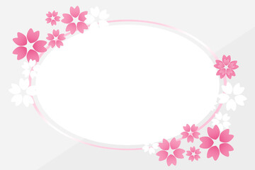 高級感のある桜フレーム　楕円形　ホワイト＆ピンク