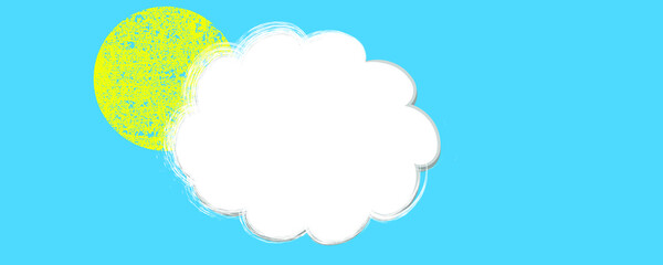 Sun and cumulus clouds . Vector background