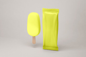 Ice cream mockup on soft color background