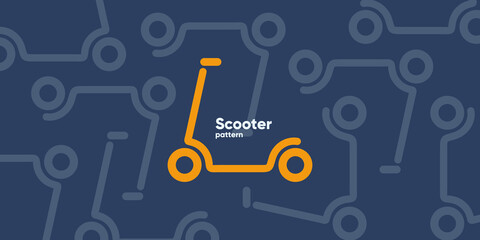 Electric scooter. Set of flat vector illustrations. City transport, simple background image. Patterns.  Ideal for banner, poster or flyer. © Molibdenis-Studio