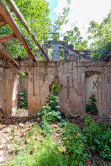 Gunaros, Serbia - May 28, 2021: The abandoned summer house "Engelman" is a legacy of the large Engelman family, built at the beginning of the 20th century.