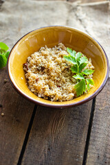 couscous no meat vegetable spices appetizer portion dish on the table healthy food meal snack copy space food background rustic top view 